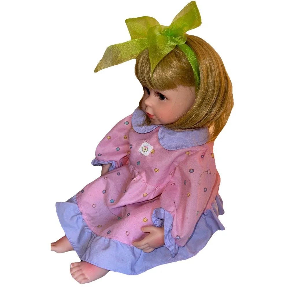 NPK Baby Girl Doll Realistic Weighted Blonde Blue Eyes Soft Body Vinyl Toy 19